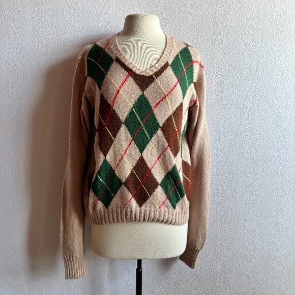 1940s 1950s Hand Knit Argyle Sweater & Matching Socks - Picture 2 of 14